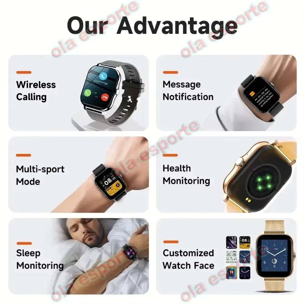 Smart Watch 1.83inch AMOLED Screen Heart Rate Monitoring Smartwatch Waterproof Sports Watches Men Fitness Clock 100+Sports Modes