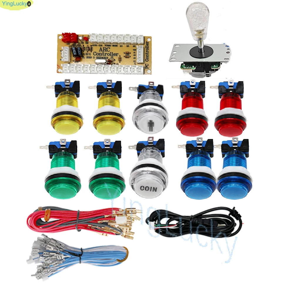 2-speler DIY Arcade Game Kit voor PC Raspberry Pi met LED-drukknoppen Amerikaanse stijl joystick USB-encoderkabels Mame Jamma