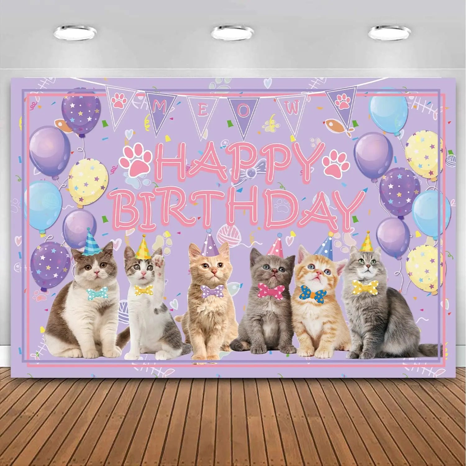 Kitten Background for Cat Lover Children Kids Cat Theme birthday party Baby Shower photo background photography backdrop banner