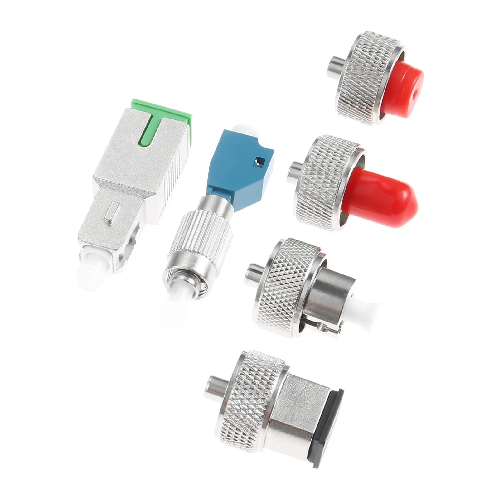 6pcs/set Fiber Optic SC FC ST LC/UPC SC/UPC-SC/APC FC/UPC-LC/UPC Interchangeable Connectors fit VFL/OPM FTTH CATV LAN WAN System