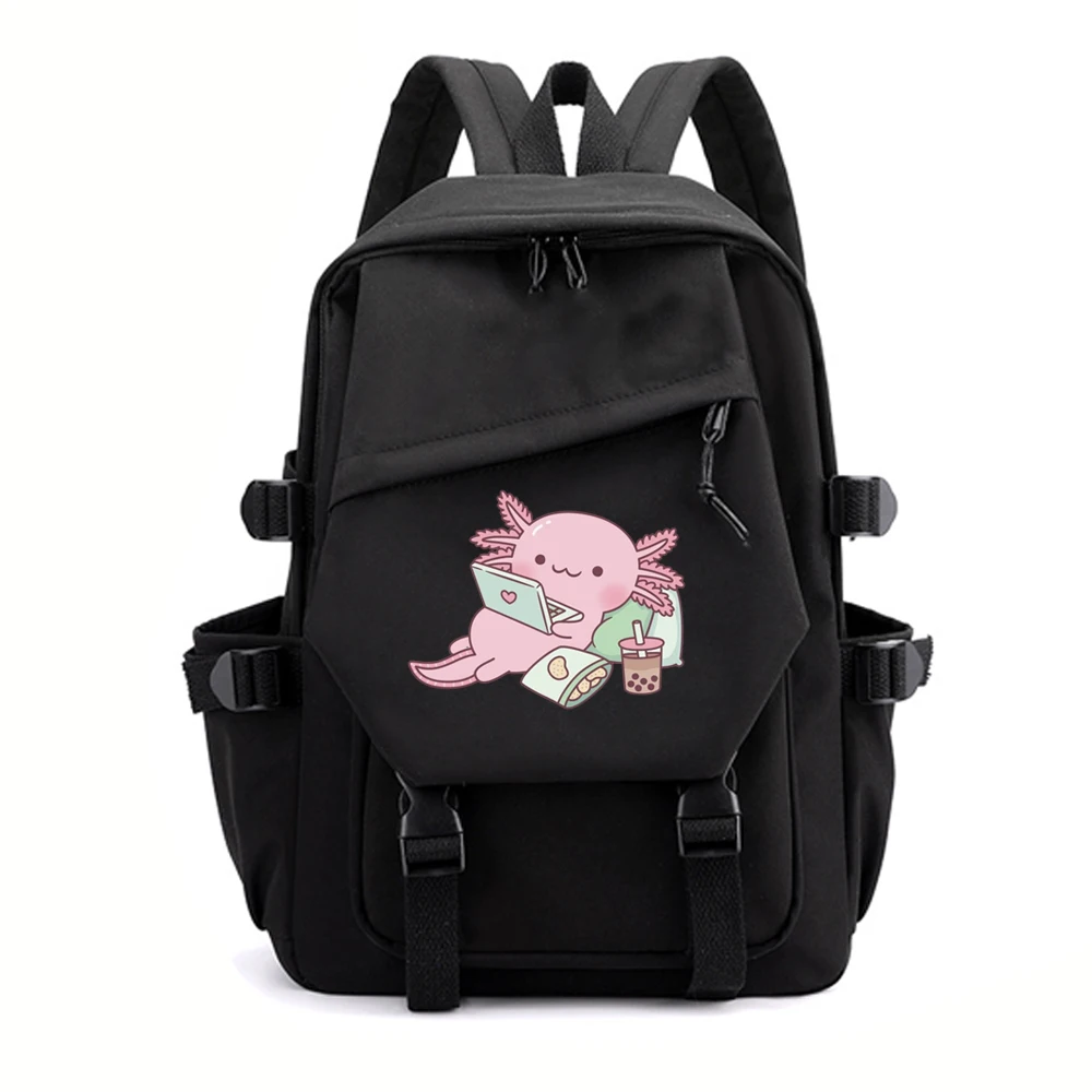 Cute Axolotl Backpack Women Men Fashion Travel Backpacks Outdoor Sport School Bag For Girls