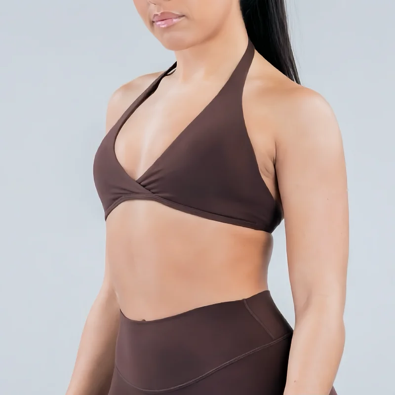 Origin Halter Bra Women Cross V Neck Sports Yoga Bra Stretch Breathable Soft Padded Athletic Top Gym Running Workout Clothes