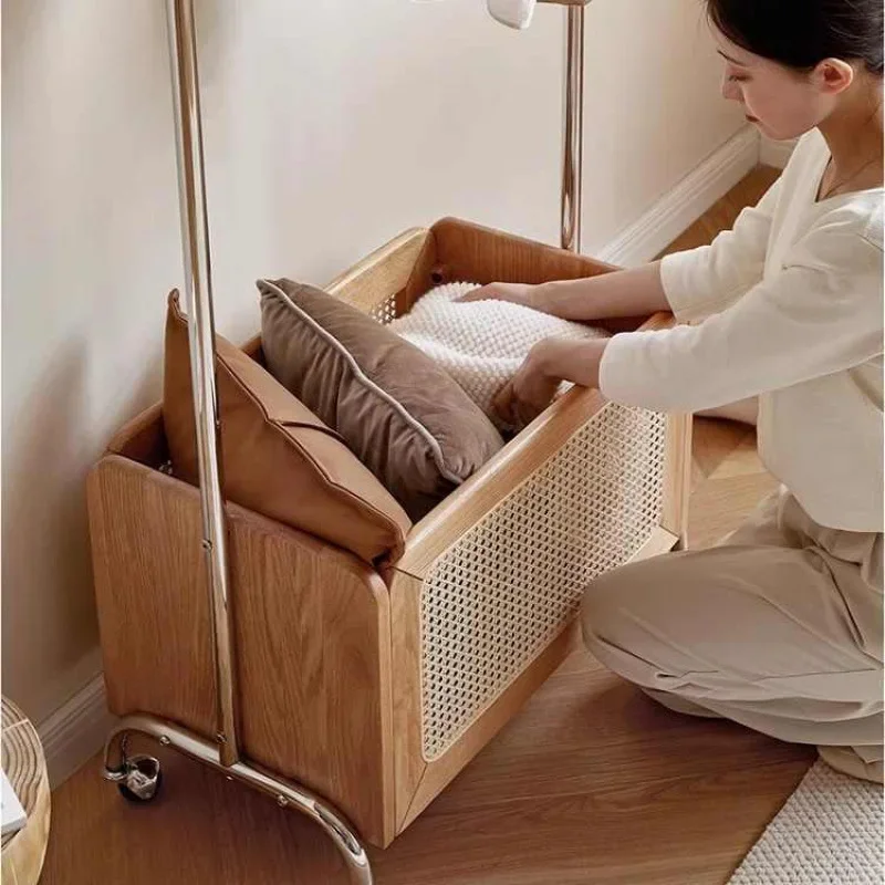 أرضية منزلي من الروطان، رف معطف وابي سابي من الفولاذ المقاوم للصدأ، شماعة متنقلة لغرفة النوم من الخشب الصلب، رف تخزين الملابس