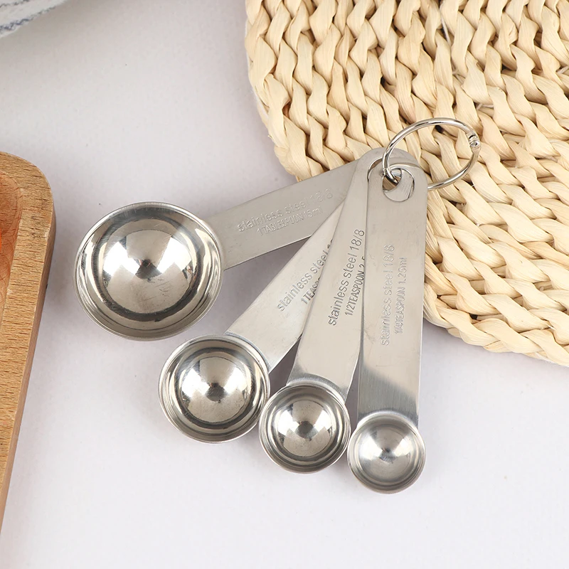 1/4Pcs Stainless Steel Measuring Spoon With Scale Measuring Ruler Egg Beater Spoon Kitchen Coffee Baking Measuring Tool Set