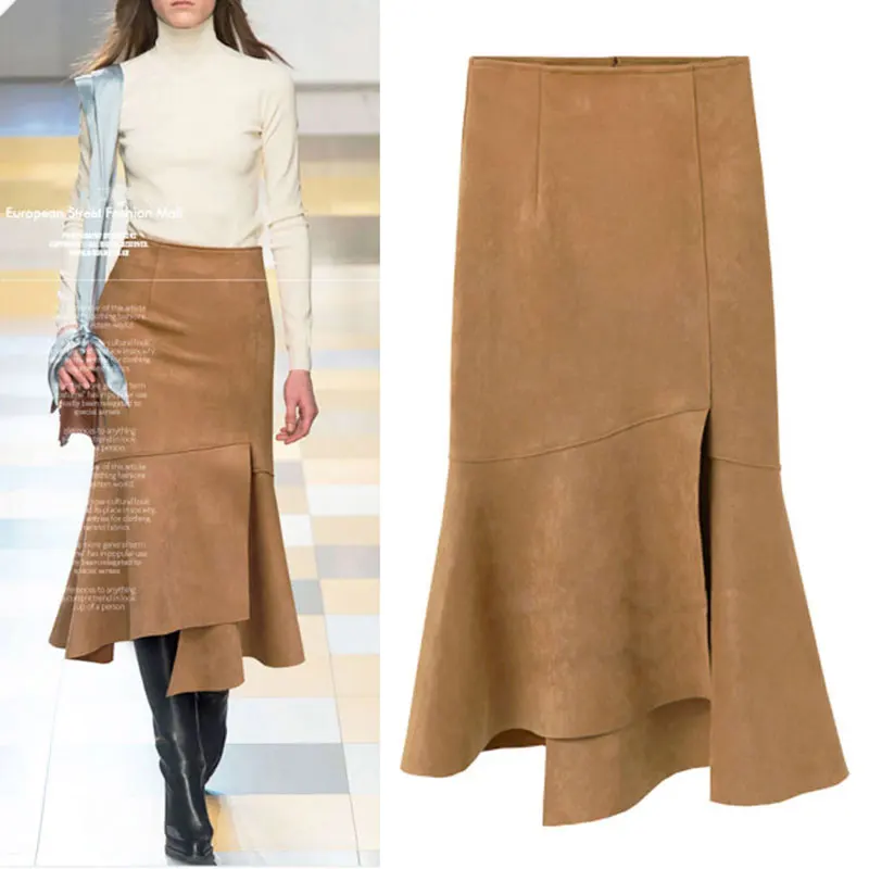 High Waist Mermaid Skirt Women New Arrival 2024 Autumn Korean Style Basics Ruffles Office Lady Elegant Slim Long Skirts