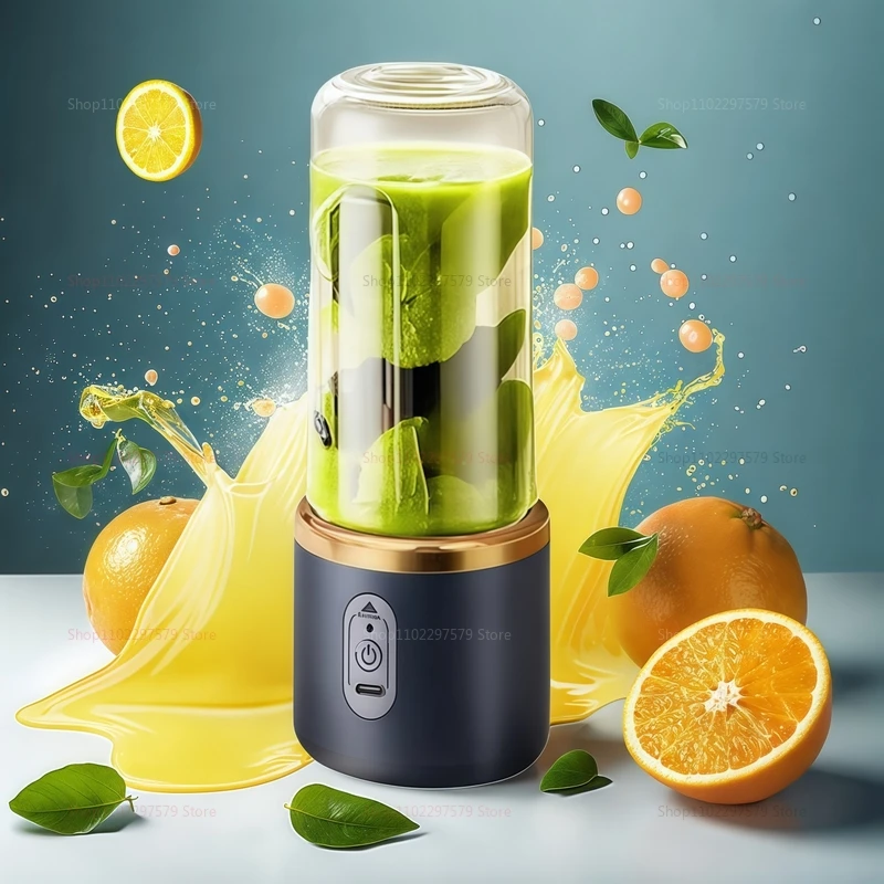 Double Cup Multifunction Juicer USB Rechargeable Fruit Blender 6 Blade Electric Portable Juicer Fruit Smoothie Milkshake Mixer