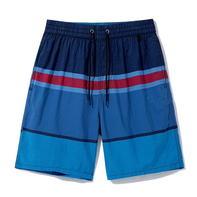 Men's Lightweight Striped Cotton Shorts for Summer Comfortable Loose Fit Casual Home Loungewear with Drawstring Elastic