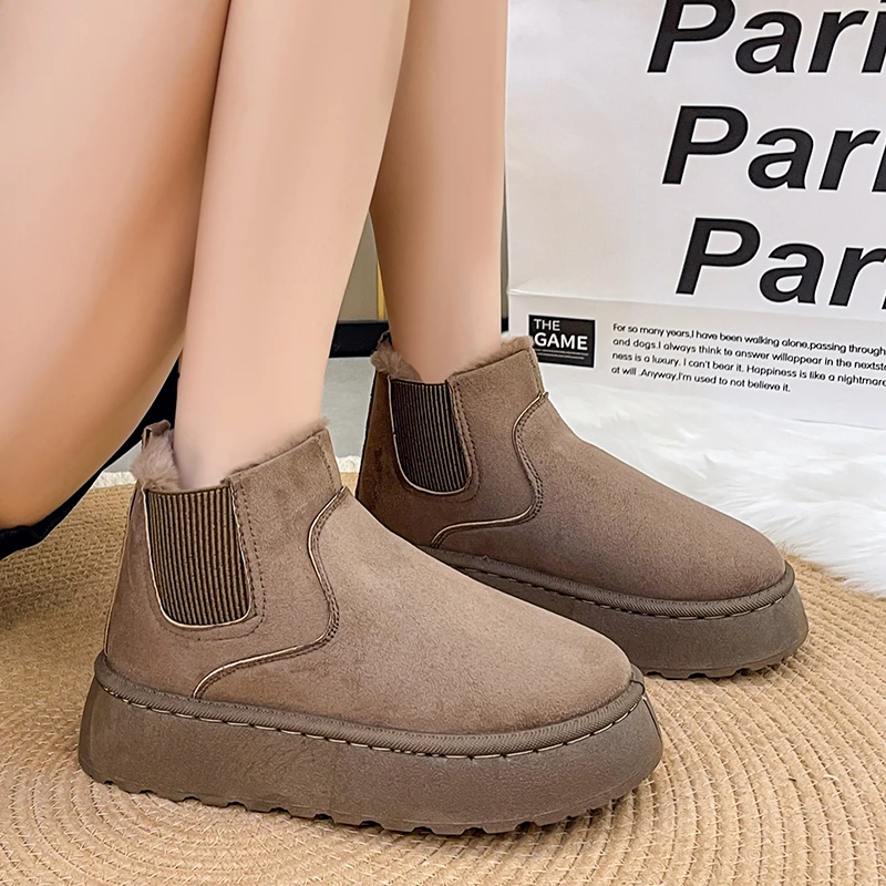 Versatile Women's Winter Snow Boots 2024 New Style Fleece Lined Thickened Warm Cotton Boots Anti-slip Thick Sole Short