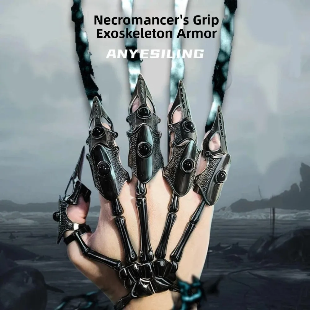 Black Metal Finger Claw Rings Full Finger Adjustable Skeleton Full Finger Rings Claw Shape Unique Design Adjustable Armor Ring