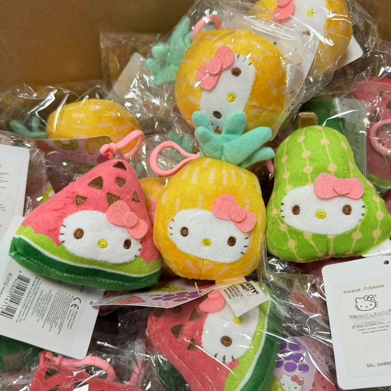 Super Cute Fruit Series Pineapple Kt Cat Backpack Plush Pendant Keychain Cute Dessert Little Pineapple Plush Doll Girl Gift