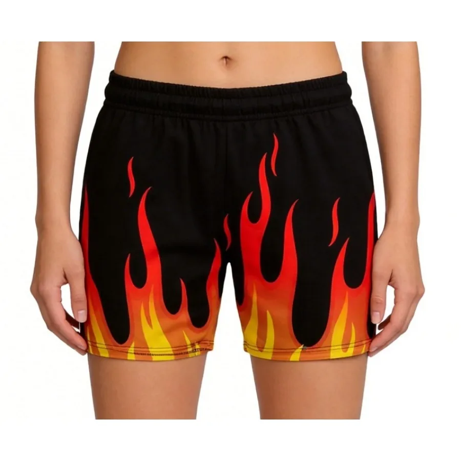 

3D Anime Red and Yellow Flame Board Shorts Trunks Quick Dry Beach Swiming Shorts Women Men Hip Hop Short Pants Beach Clothes