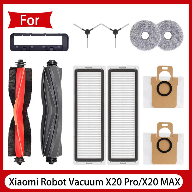 Voor Xiaomi Robot Vacuüm X20 Max/X20 Pro/D109GL/D102GL accessoires Hoofdrol Zijborstel, Hepa Filter, Mop, Stof verzamelde zak