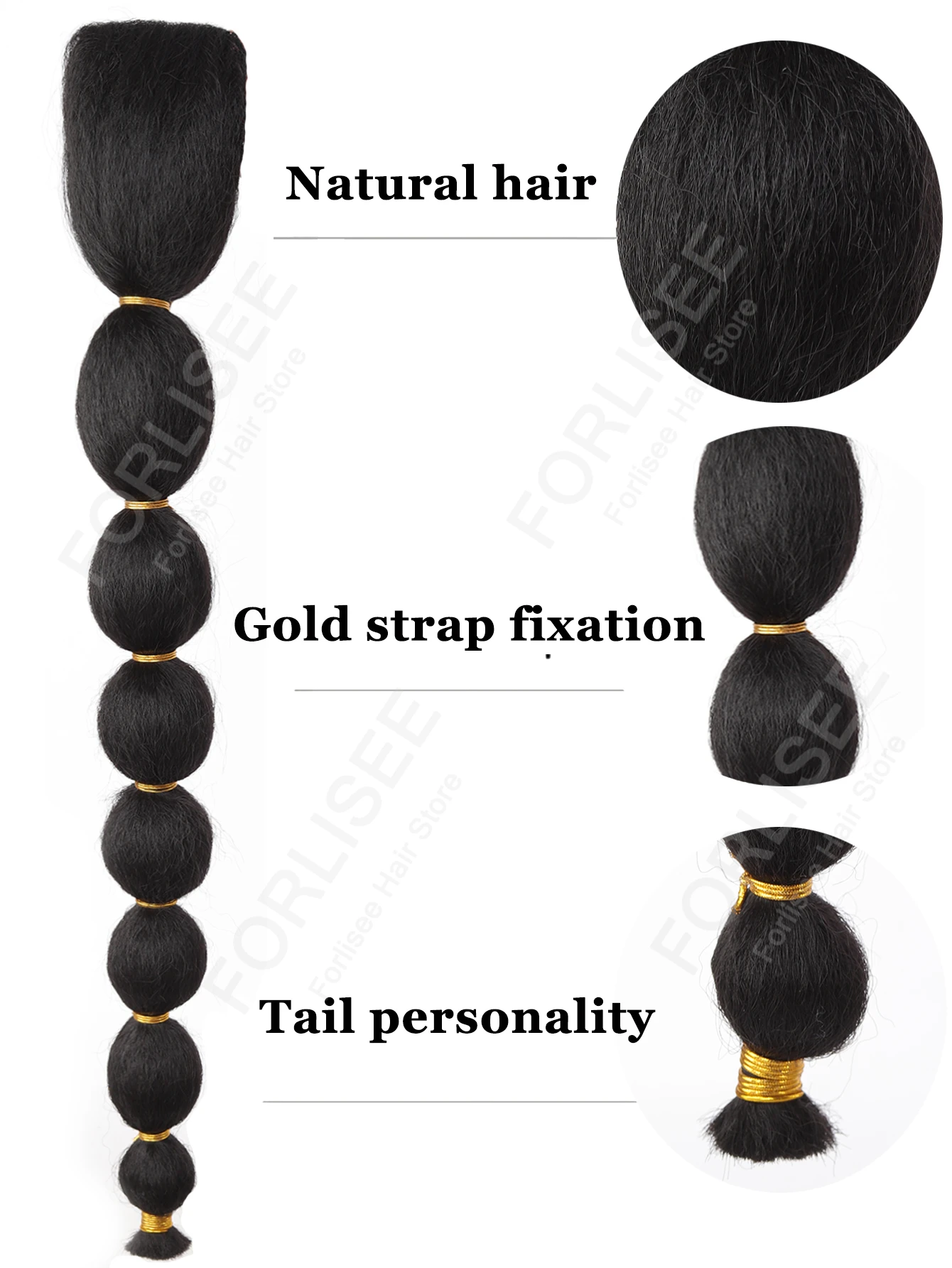 FORLISEE غريب الأفرو نفخة ذيل حصان تمديد للنساء السود فانوس طويل فقاعة الرباط كاذبة ضفيرة الاصطناعية قطعة شعر #3