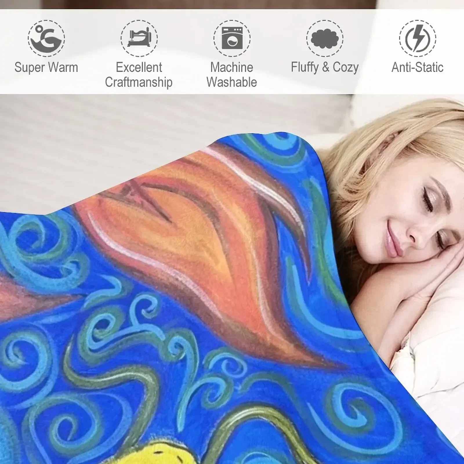 New Mother Koi Throw Blanket Bed Fashionable Summer Camping Thermal Blankets 4