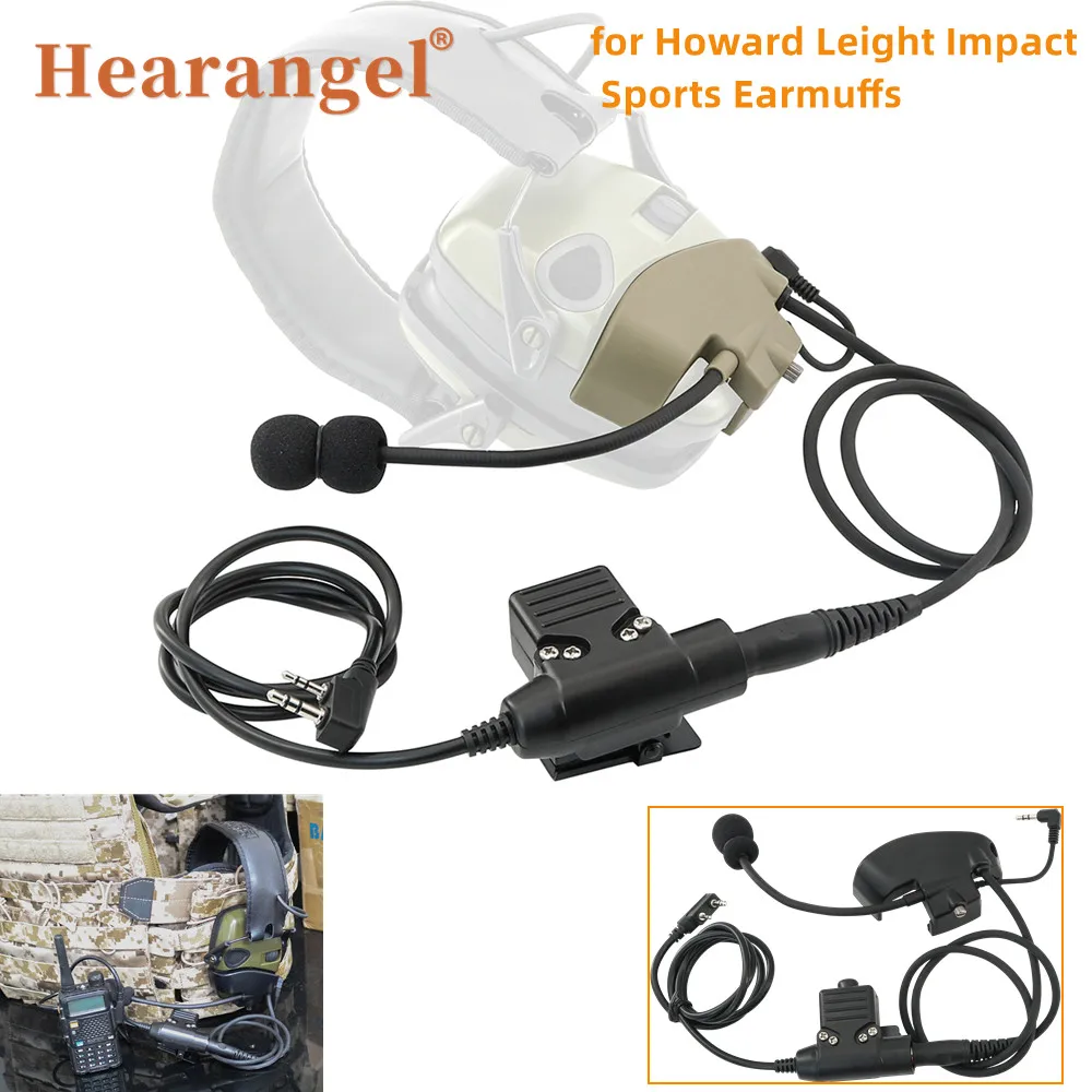 

Tactical Headphone Accessories Microphone Kit with Tactical U94 PTT Kenwood for Howard Leight Impact Sports Electronic Earmuffs