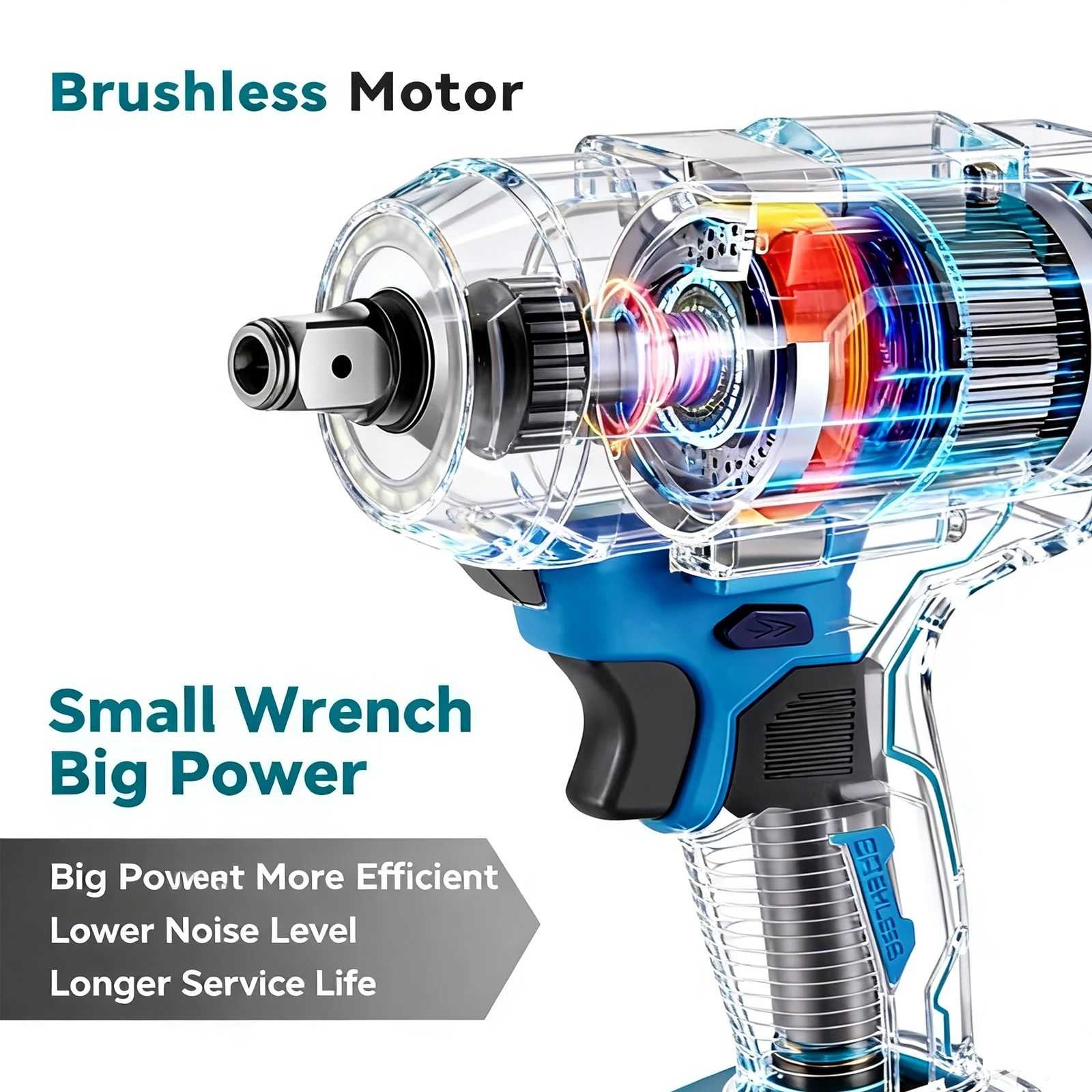 2026 New 1200N.m Brushless Electric Wrench 21V 1/2' Square Drive 6-Speed 6700rpm Auto Reverse for Makita 18V Battery