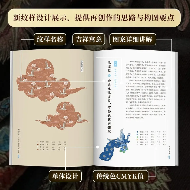 Song Brocade Pattern Design Illustrated Guide Tutorial Book Traditional Modern Motifs CMYK Color Illustration Reference