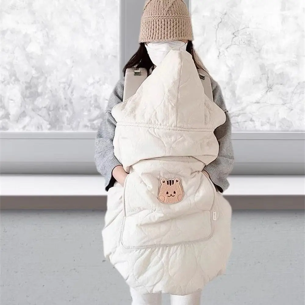 Manta para cochecito de bebé con oso de dibujos animados, capa con capucha para bebé con cintura ajustable a prueba de viento, cómoda y gruesa, cubierta para carrito para niños pequeños