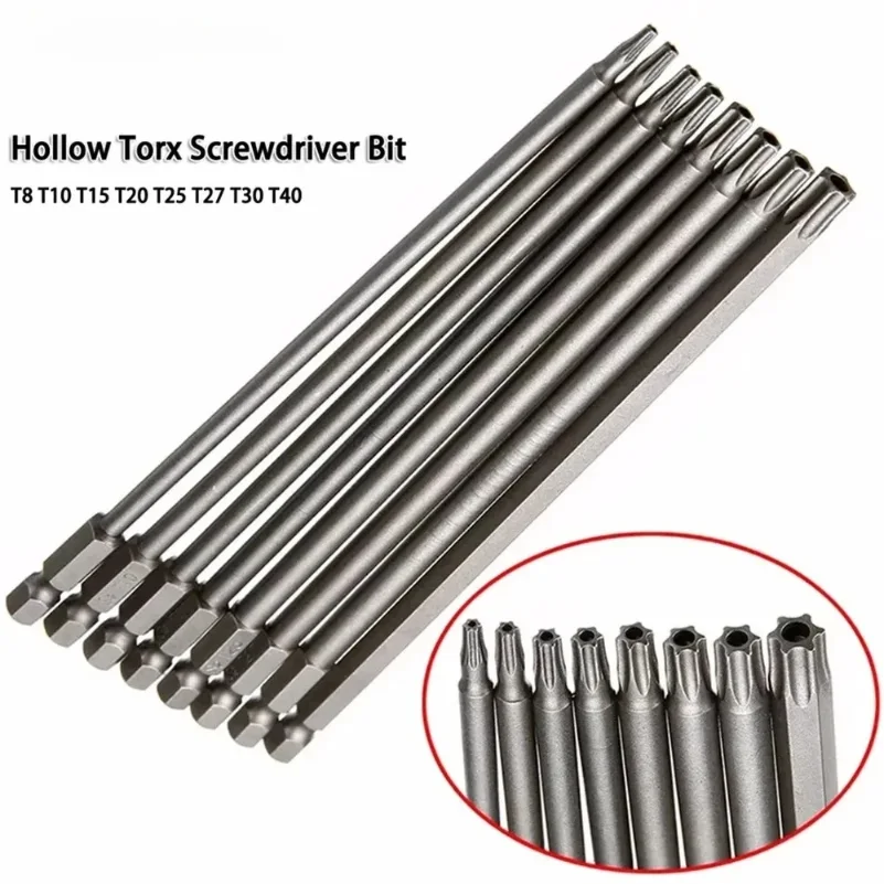 8PCS Torx Screwdriver Bit Set 1/4 Inch Hex Shank Magnetic Star Bits T8-T40 for Drill Wrench 150mm100mm50mm