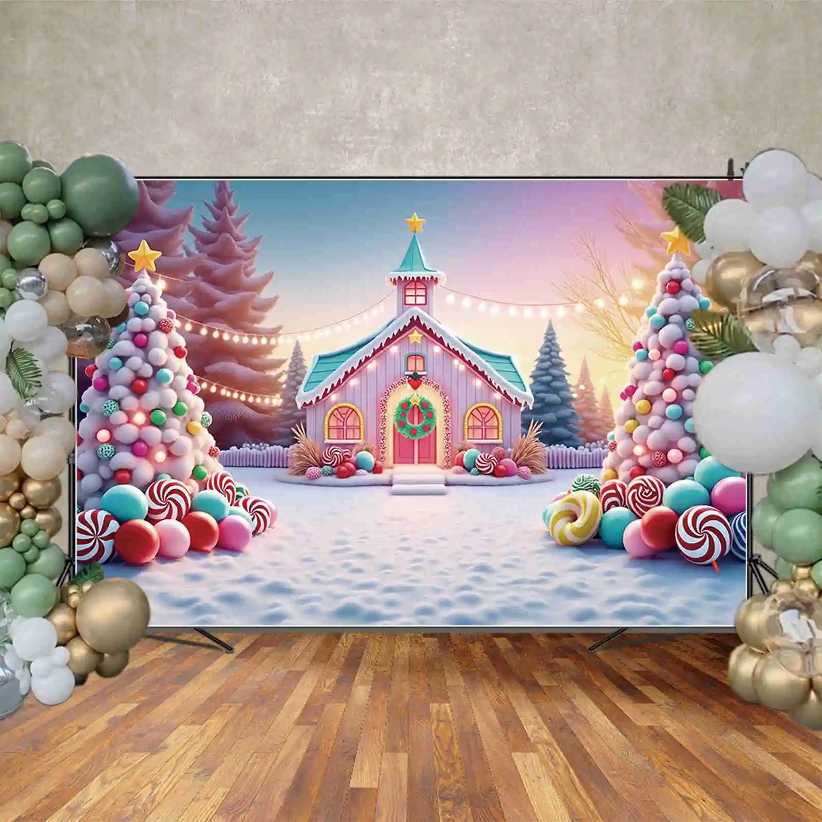MOON.QG 2024 Christmas Photography Background Xmas Tree Room New Year Photozone Backdrop Children Studio Photozone Accessories