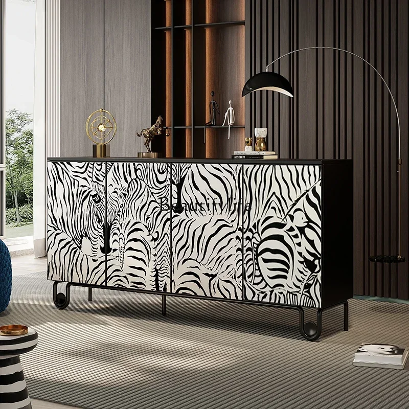 

5ld14 Italian light luxury entrance cabinet enters the door shoe cabinet partitions the living room