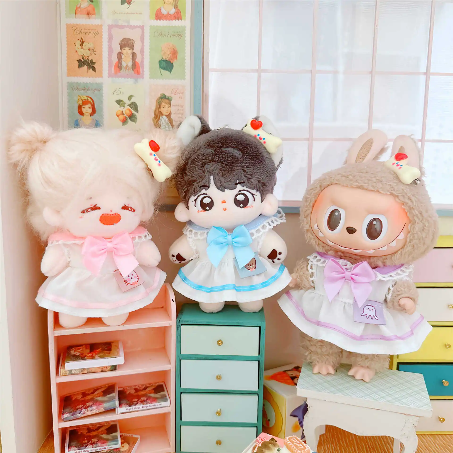 10cm Kawaii Doll Clothes for 2Pcs Dream Dress Set Cute Soft Idol Plush Doll Clothes DIY Change Clothes Games for Girls Kids Gift