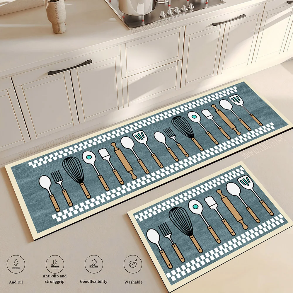Absorbent Kitchen Floor Mat Anti-Slip Carpet Rug Simple Bathroom Entrance  Mat Home Decor Living Room Long Area Rug Antifatigue