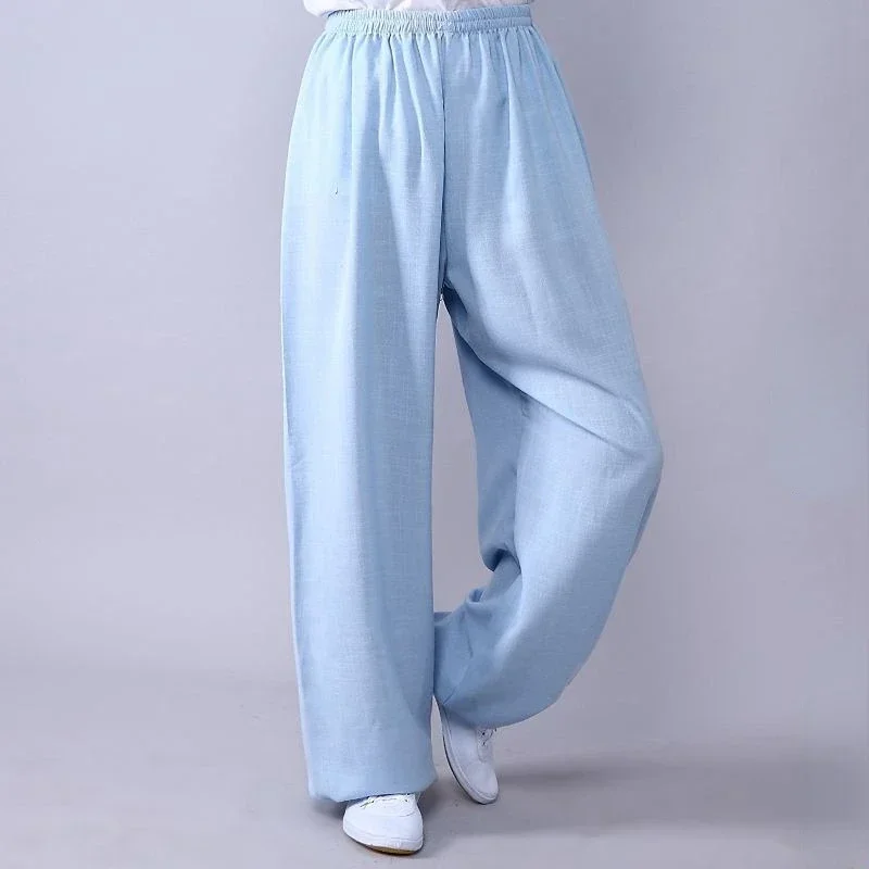 

Мужская и женская одежда для утренних упражнений, штаны для йоги для боевых искусств, тай-чи, хлопок и лен, штаны для бега для фитнеса, танцев кунг-фу