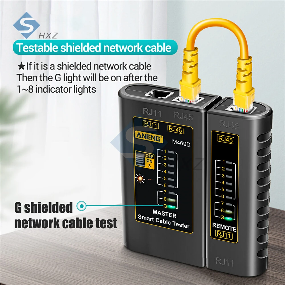 جهاز اختبار كابل الشبكة M469D RJ45 + RJ11 جهاز اختبار كابل توصيل إيثرنت UTP LAN أداة اختبار كابل الشبكات أدوات إصلاح الشبكة