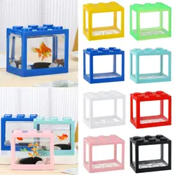 Pet Decoration Building Block Gifts PVC Mini Aquarium Betta Fish Tank Ornamental Betta Fish Accessories