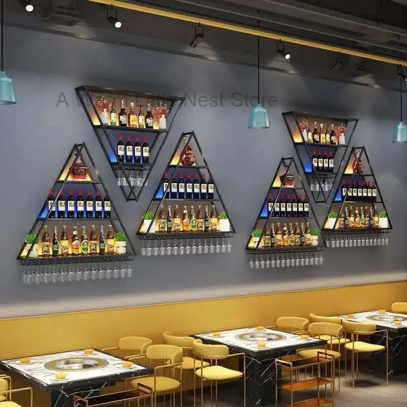 แบบพกพาจอแสดงผลไวน์ตู้วิสกี้หรูหราเก็บภายนอกบุฟเฟ่ต์ไวน์ตู้โบราณชนบทโมเดิร์นโลหะ Estante เฟอร์นิเจอร์