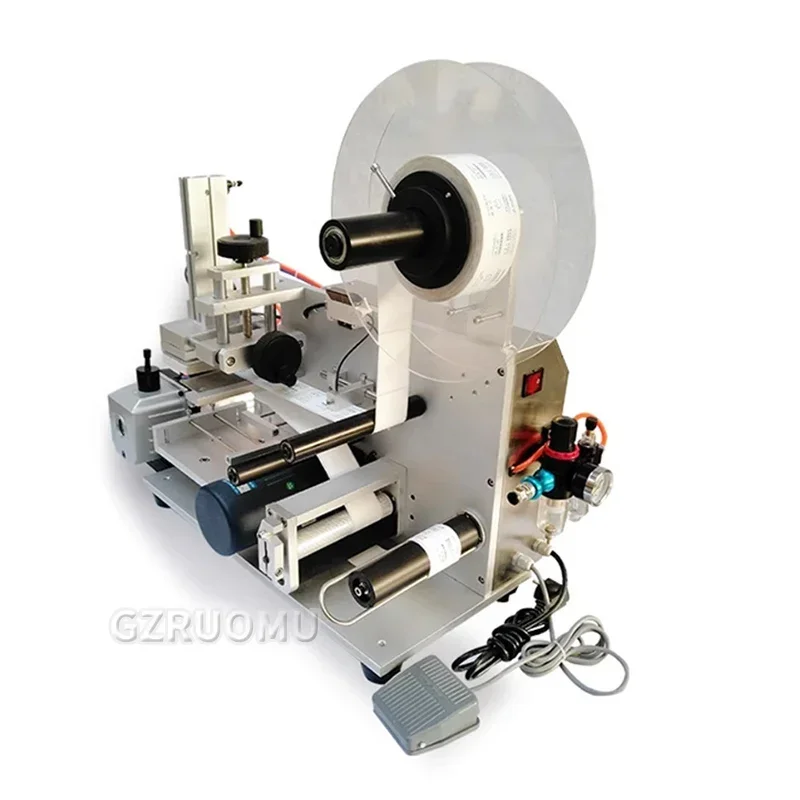 Etikettenmarkierungen, halbautomatische pneumatische Flachetikettiermaschine MT-60, Aufklebergerät für Saftflaschen-Etikettierer, 110/220 V