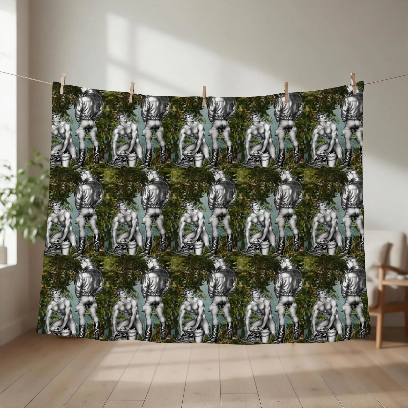 New Tom of Finland Riverside Physique Pictorial Throw Blanket couch cozy soft plush fuzzy picnic outdoor blanket