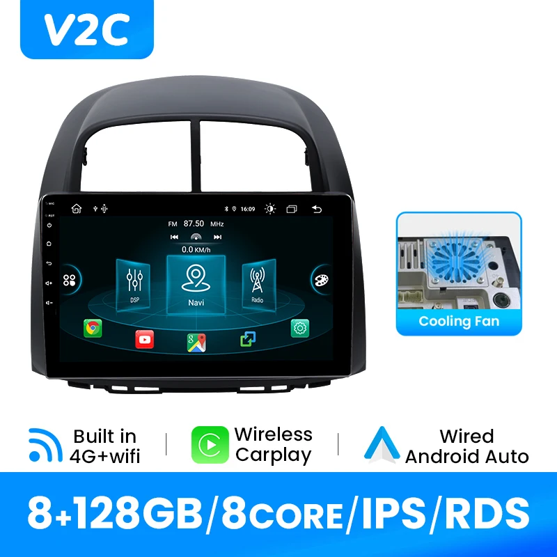 10.1 "Android 14 Auto Head Unit Voor Toyota Passo Daihatsu Boon Sirion Subaru Justy Perodua Myvi Draadloze CarPlay Android auto