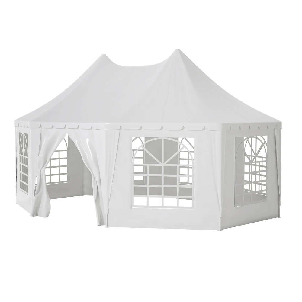 

20x15 ft Party Tent, Heavy Duty Event Tent with 1 Doors and 7 Windows,White Wedding Tent, Waterproof,UV Protection
