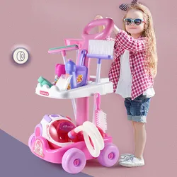 Simulazione dei bambini Kit di pulizia del giocattolo spazzante strumento aspirapolvere carrello casa dei giochi finta pulizia giocattolo casa dei giochi regalo per bambini