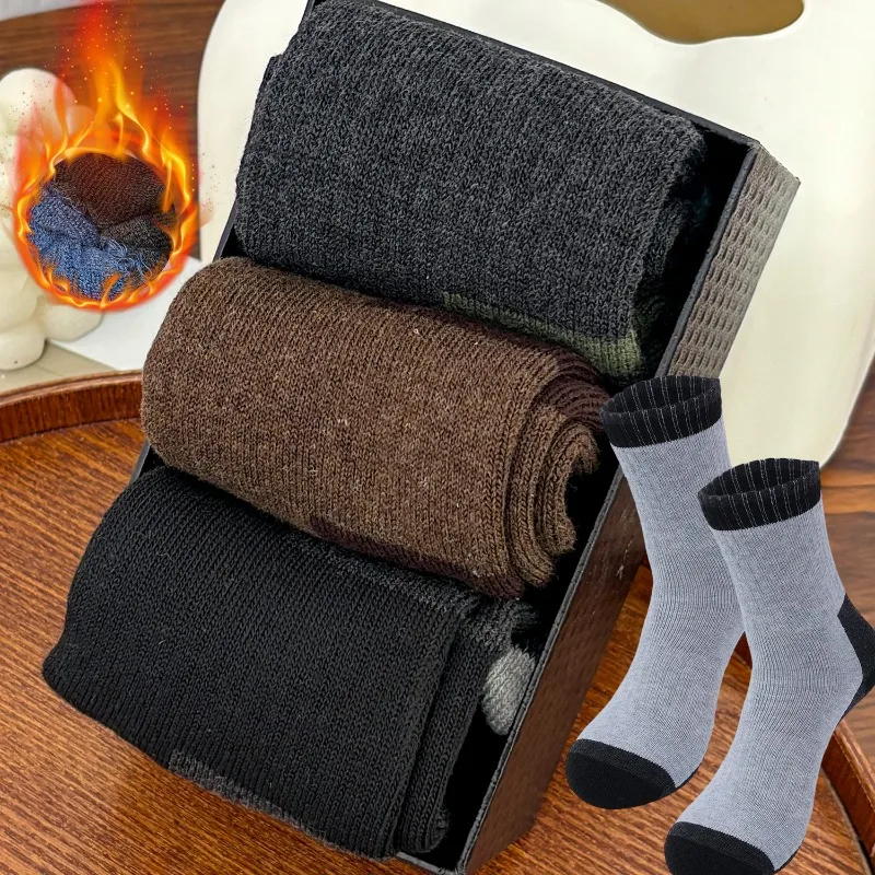 

Мужские утепленные шерстяные носки в стиле Харадзюку, мягкие теплые осенне-зимние повседневные влагоотводящие носки для экипажа в помещении, на открытом воздухе, в холодную погоду