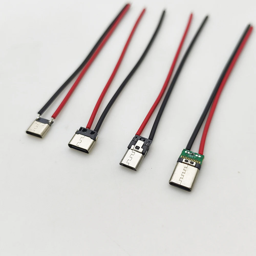2Pcs 2Pin Type C / Micro-USB Male Plug Or Female Jack Wire Cable Welding Connector USB-C Charging Port