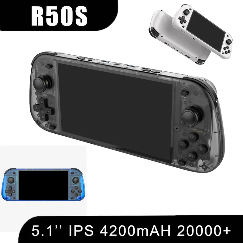 New R50S Retro Handheld Game Console 5.1 Inch Large Screen Linux System 854*480 4200mAh Video Gaming Player Boy Gifts