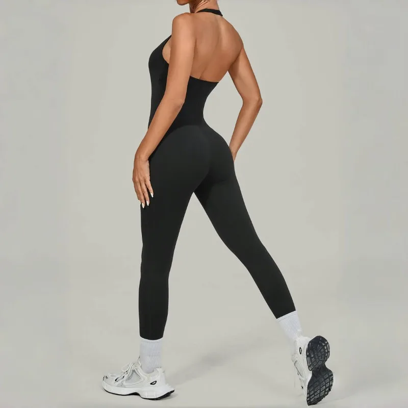 

Women's Yoga Jumpsuit with Suspender Collar Beautiful Back Hip Lifting Tight Fitting Outdoor Dance Running Sports Yoga Suit