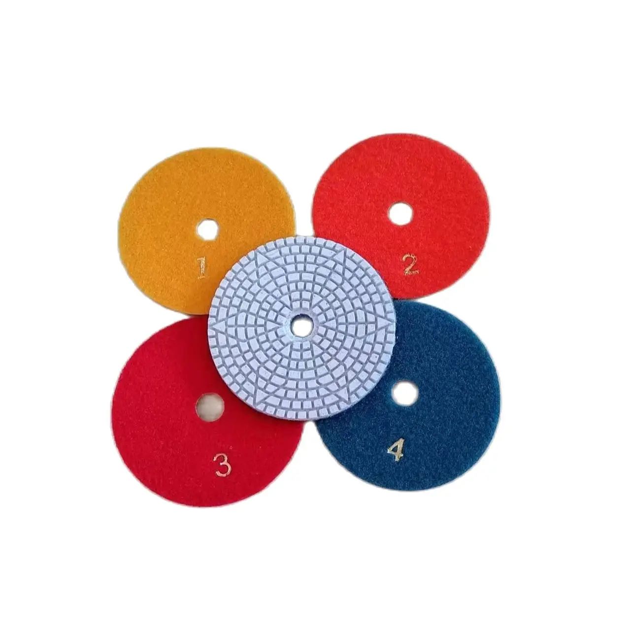 

4 Pcs 4-Step 4" 100mm Diamond Wet Polishing Pad Abrasive Disc For Grinding Cleaning Granite Stone Concrete Marble Ceramic Tile