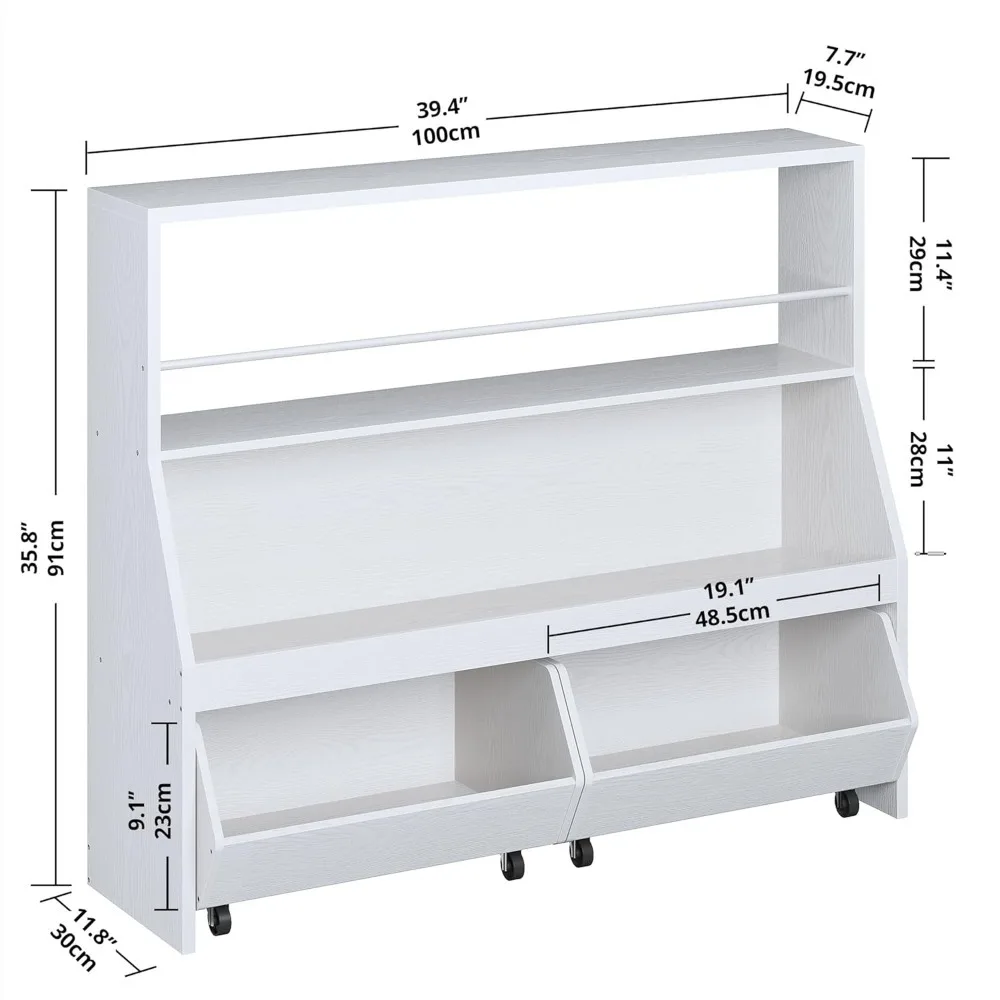 منظم تخزين الألعاب، رف كتب للأطفال مع درجين متحركين، تخزين ألعاب علوي مع شريط متقاطع، خزانة تخزين للحضانة #3