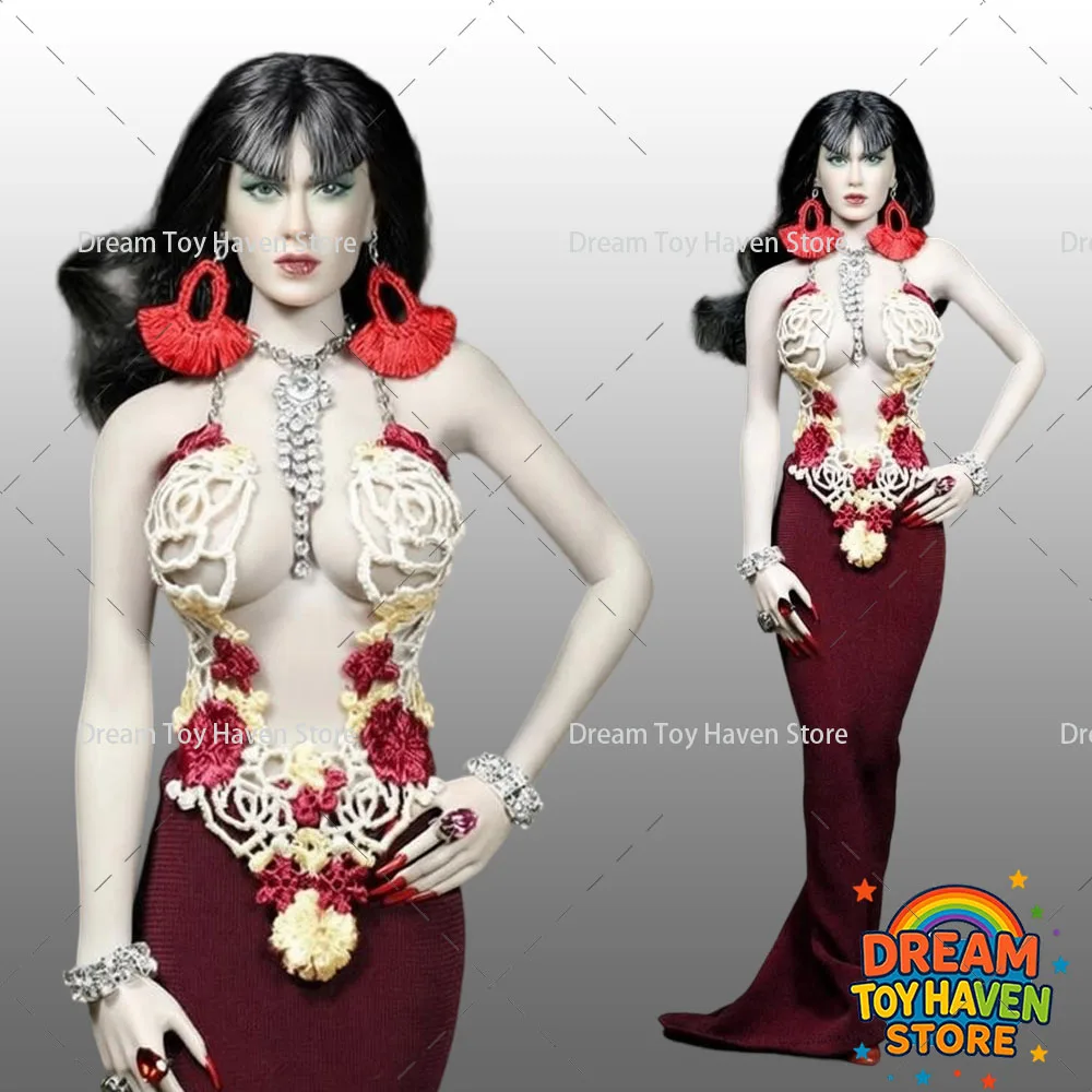 

1/6 Female Soldier Gown Vampire Red Hollow Backless Long Dress Accessory Fit 12Inch TBL PH Action Figure Model Toys