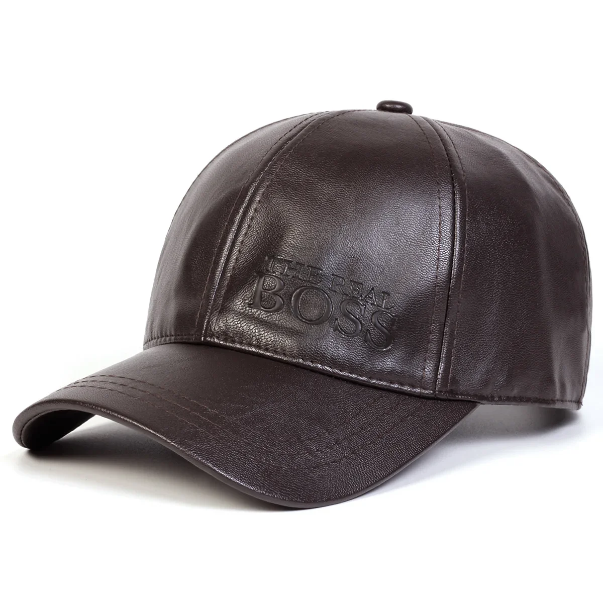 قبعة بيسبول من الجلد الطبيعي للرجال JEEPSPIRIT OM18CD996CA0024 قبعة جلدية كاجوال للجنسين نمط مريح للتنفس #5