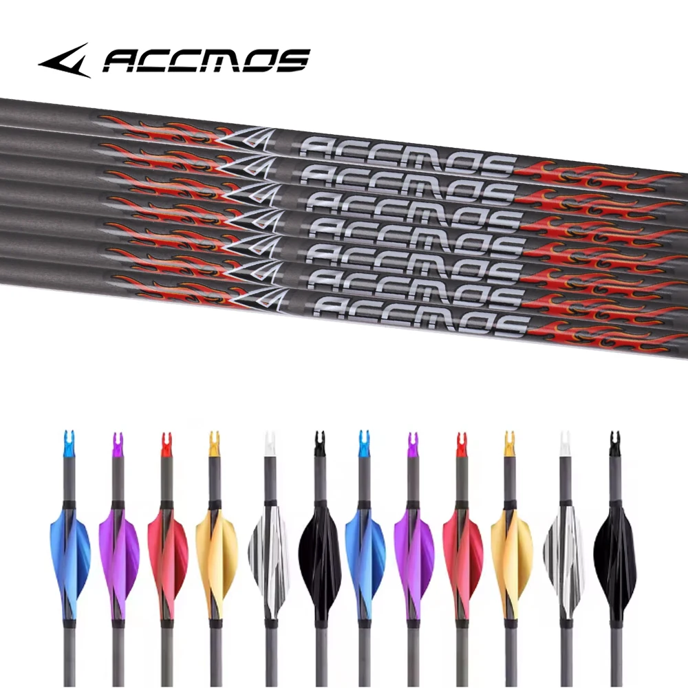 

12pc ID4.2mm Carbon Arrow Spine 300 -1500 arrow tube Spin Vanes Archery Shooting Hunting（with 80 grain tip)