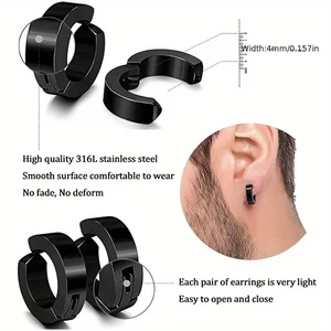 Magnetic ear clip set, 2 pieces, masculine and female, stainless steel ring, cross, non -perforated, fake meter, earrings, jewelry, gift 12 Main Sales Earring Pressure - №9