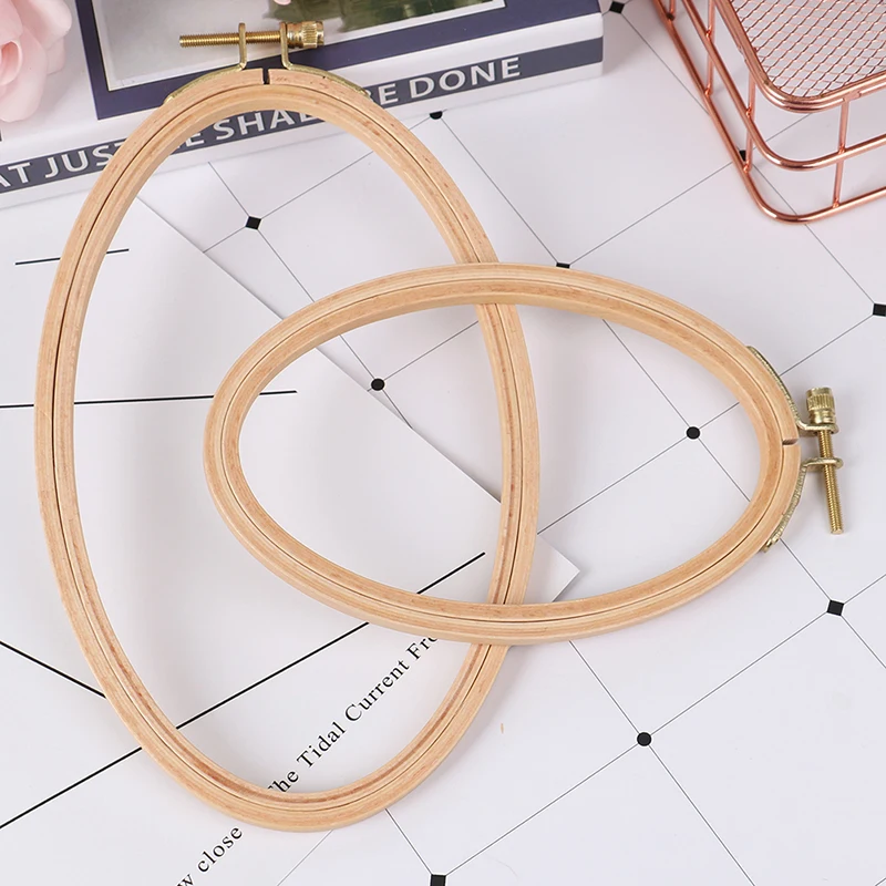Wooden Bamboo Embroidery Frame Oval Embroidery Hoop Ring Cross Stitch Machine DIY Needlecraft Household Sewing Tool