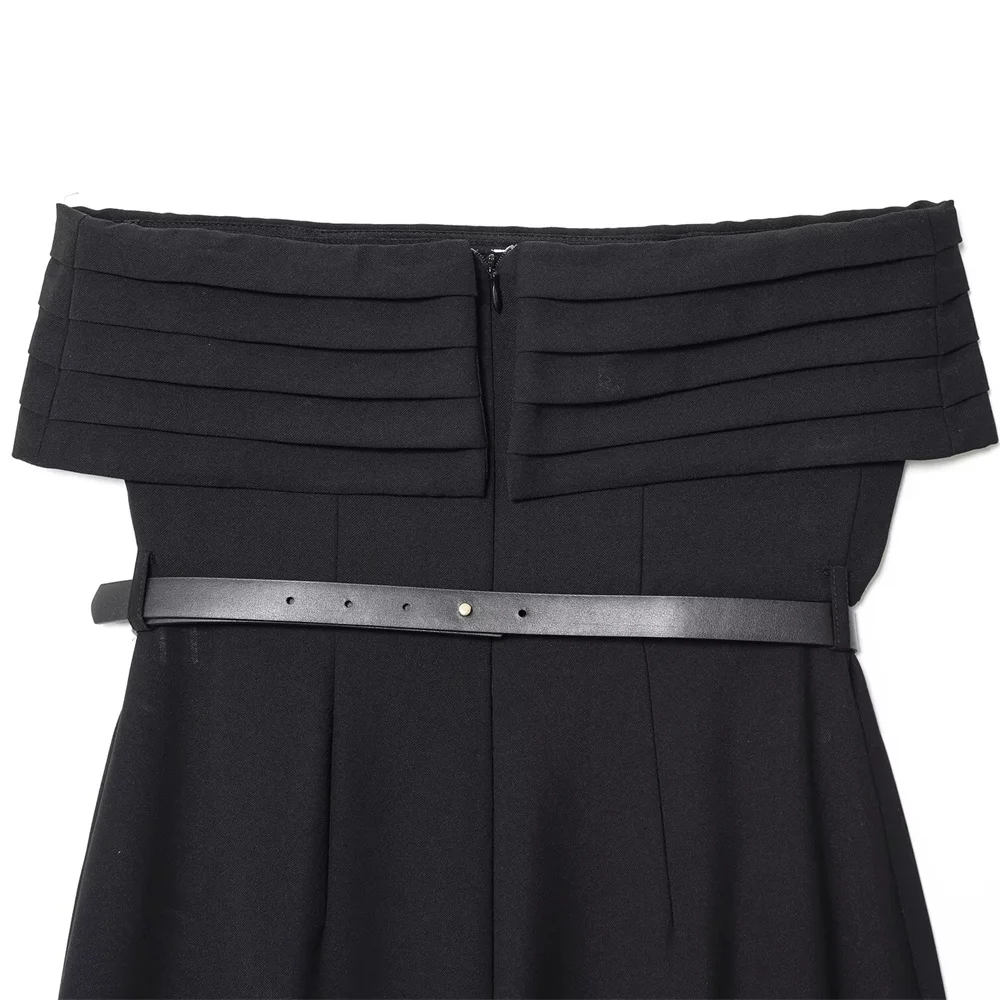 Combinaison à col droit et épaules dénudées pour femmes, nouvelle mode et Sexy, avec ceinture de taille et sans bretelles, automne