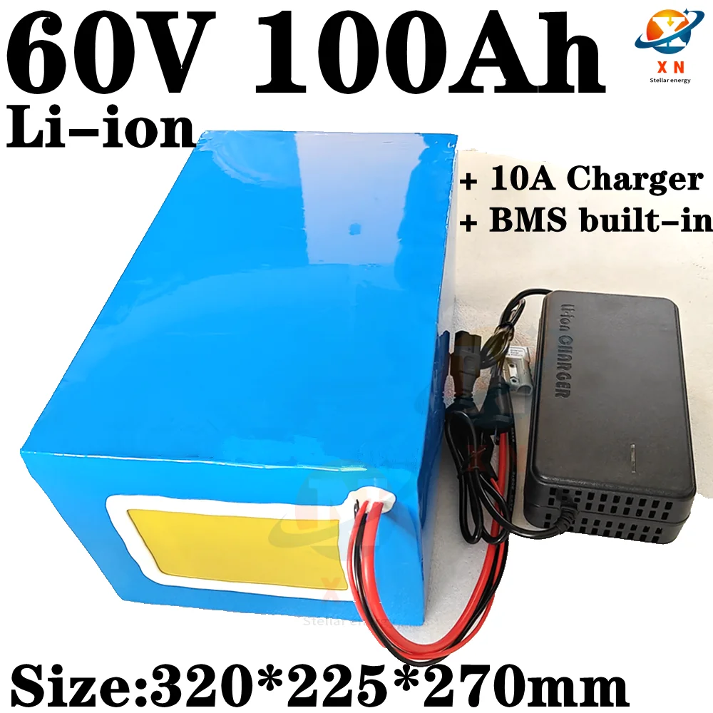 

60V 100AH Lithium li ion battery With BMS for 6KW 9KW scooter AGV demo Go Cart Skateboard bike +10A charger