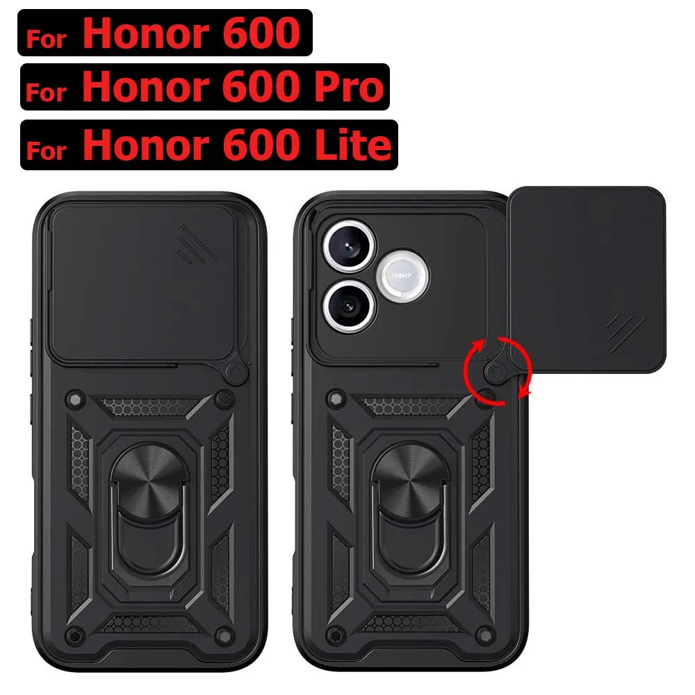 Stoßfeste Rüstungs-Schutzhülle für Honor 600 Pro, Autohalterung, Telefonabdeckung für Honor 600 Lite 600, Kameraobjektivschutz, Fundas